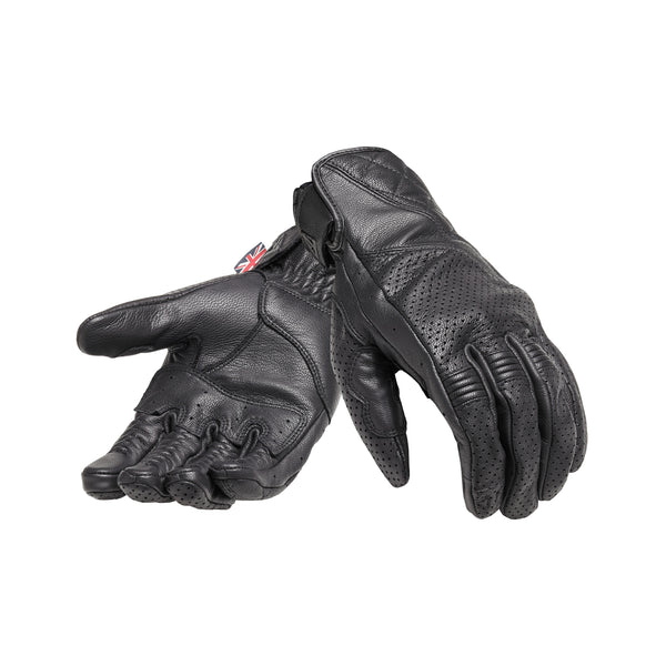Banner Black Leather Motorcycle Gloves