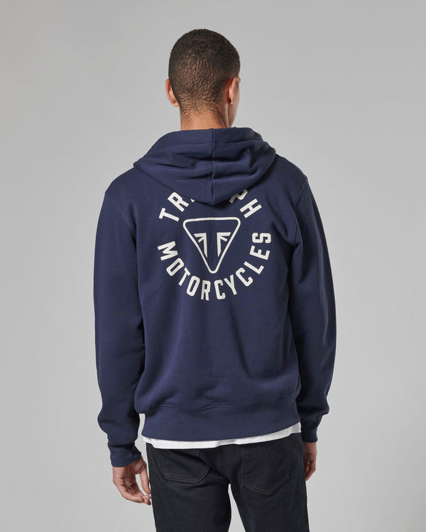 MSWS24119 - FULL ZIP HOODY-NAVY/BONE-L - Genuine Triumph Motorcycle Product