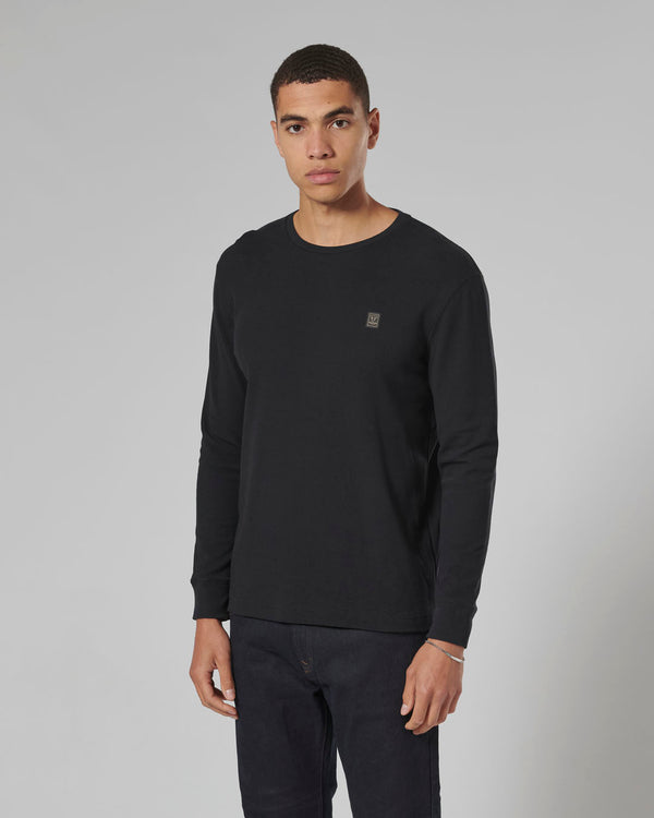 Dean Long Sleeve Waffle Tee Black