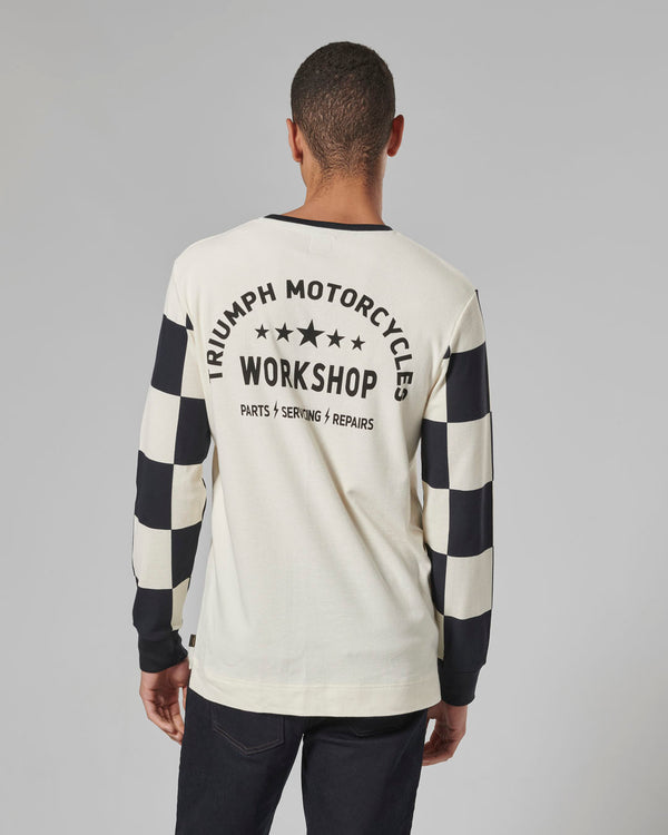 MTLS24130 - CHECKERBOARD L/S TEE-BL/B-L - Genuine Triumph Motorcycle Product