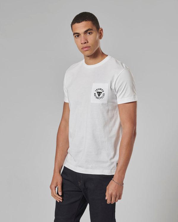 Newlyn Back Print Chest Pocket Tee White