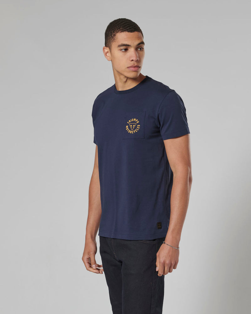 Newlyn Back Print Chest Pocket Tee in Navy