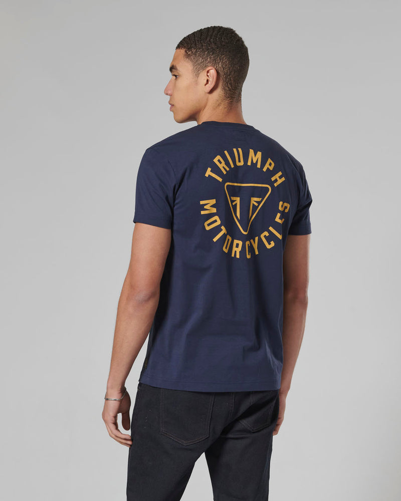 Newlyn Back Print Chest Pocket Tee in Navy