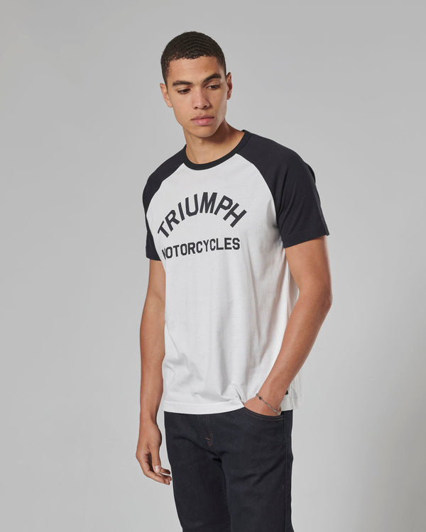 Saltern Contrast Sleeve Tee in White and Black - SS23