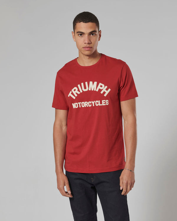 MTSS24105 - CARTMEL TEE-RED/BONE-L - Genuine Triumph Motorcycle Product